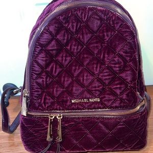 Purple velvet Michael Kors backpack